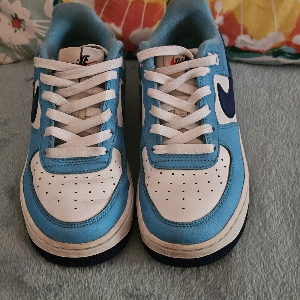 Nike Blue and White Air Force 1 Sneakers - Picture 3 of 11